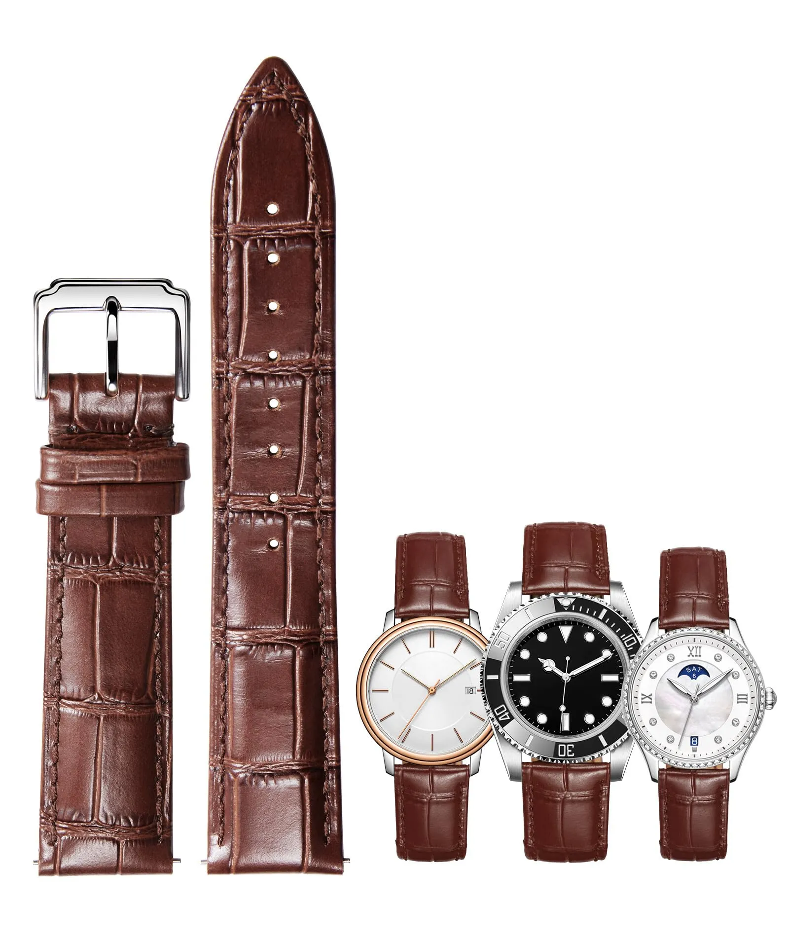 BINLUN Cinturino in Pelle a Sgancio Rapido per Orologio, 23mm, Marrone - immagine 1