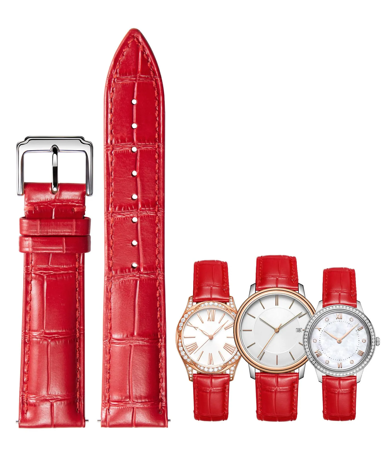 BINLUN Cinturino in Pelle a Sgancio Rapido per Orologio (23mm, Rosso) - immagine 1