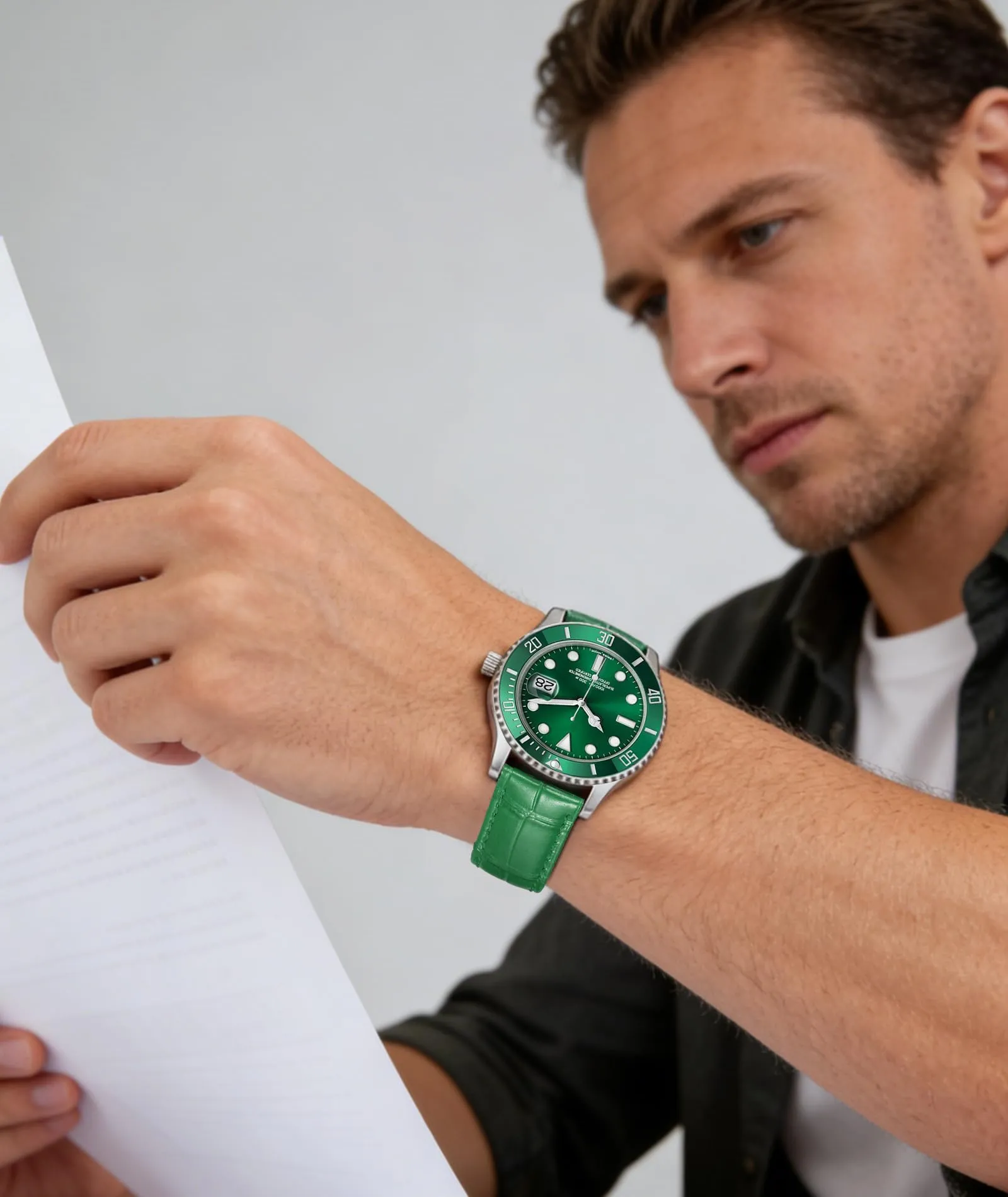 BINLUN Cinturino per Orologio in Pelle a Sgancio Rapido, 10mm, Verde - immagine 4