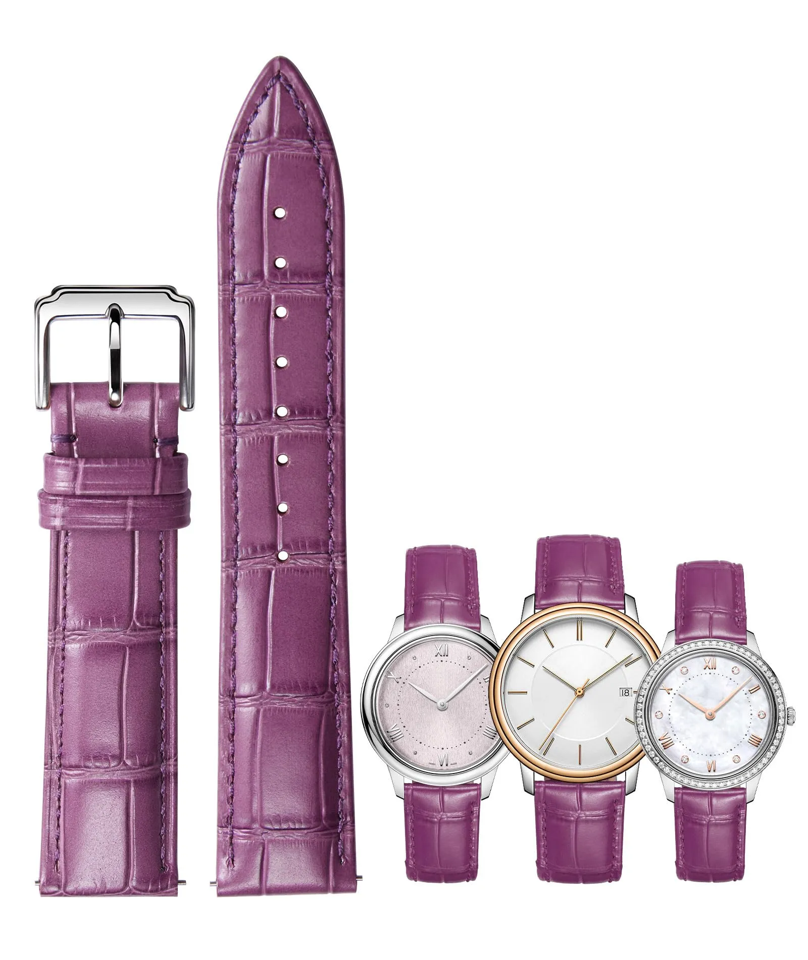 BINLUN Cinturino in Pelle a Sgancio Rapido per Orologio, 18mm, Viola - immagine 1