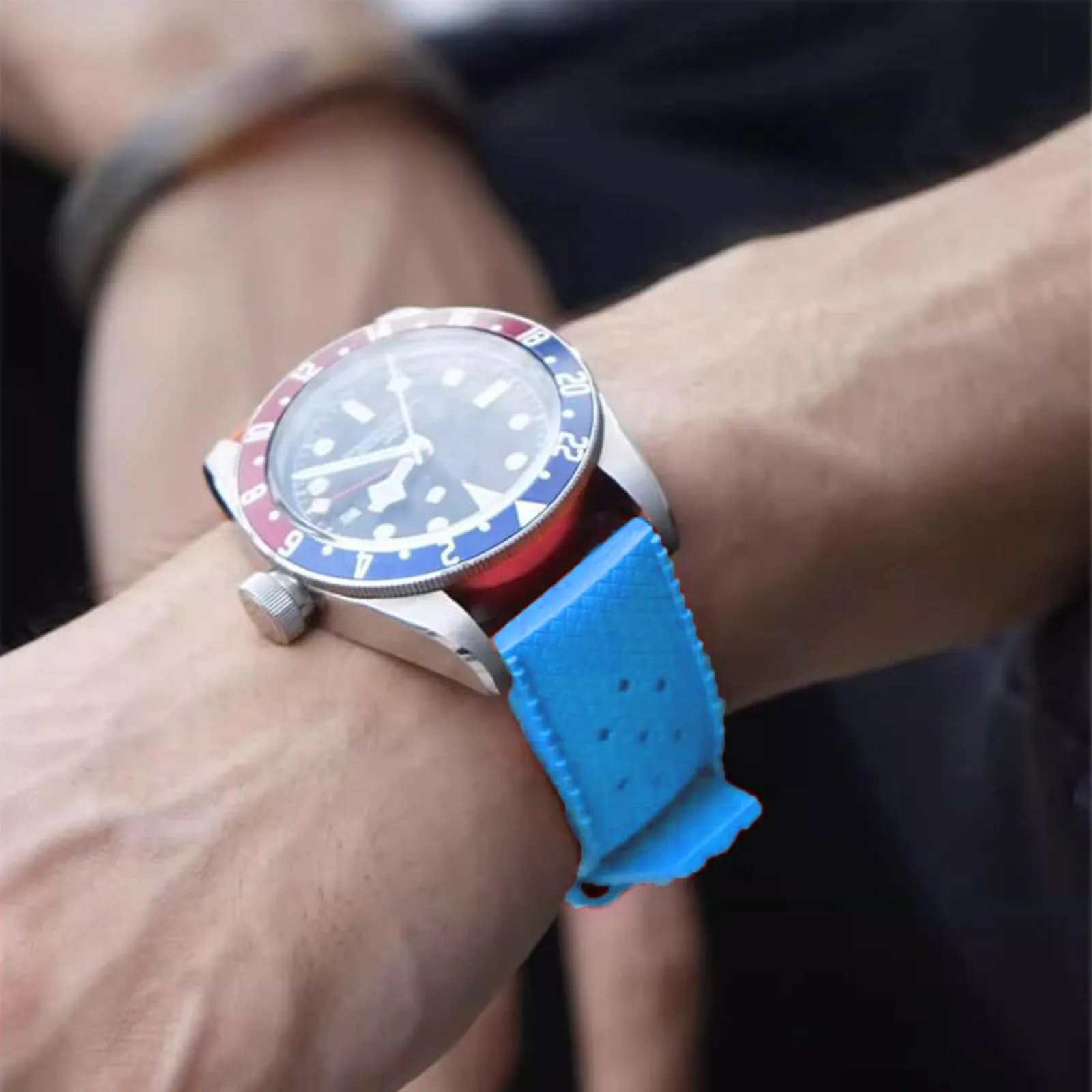 Niziruoup Cinturino Orologio Gomma Fluorurata FKM Tropical Stile Sgancio Rapido 20mm Azzurro - immagine 4