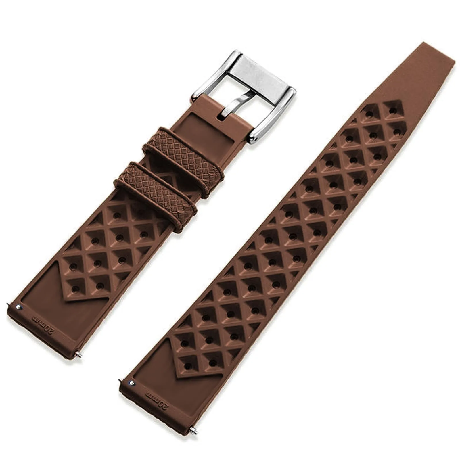 Niziruoup Cinturino Orologio Gomma Fluorurata FKM 20mm Tropical Style Sgancio Rapido Marrone - immagine 2