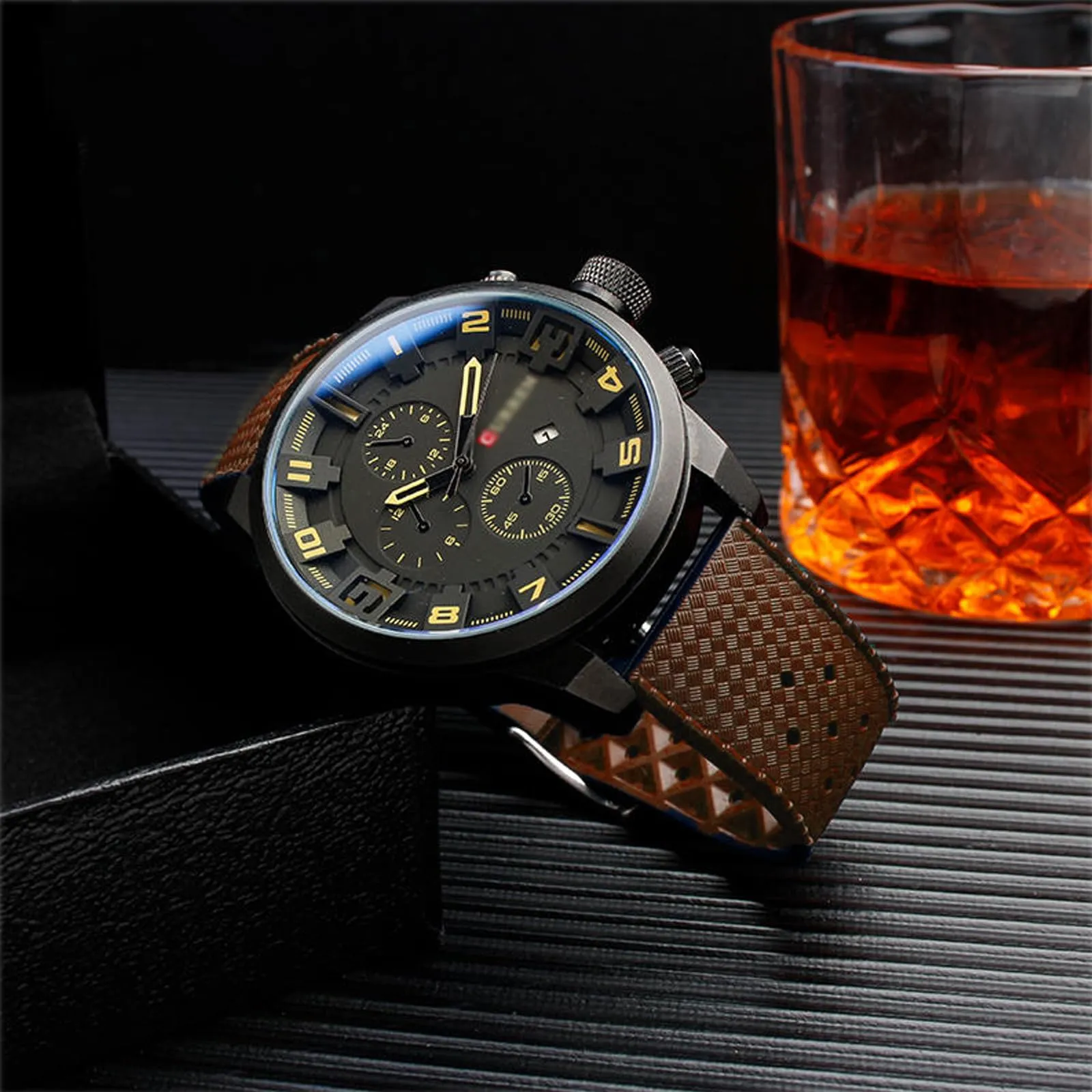 Niziruoup Cinturino Orologio Gomma Fluorurata FKM 20mm Tropical Style Sgancio Rapido Marrone - immagine 6