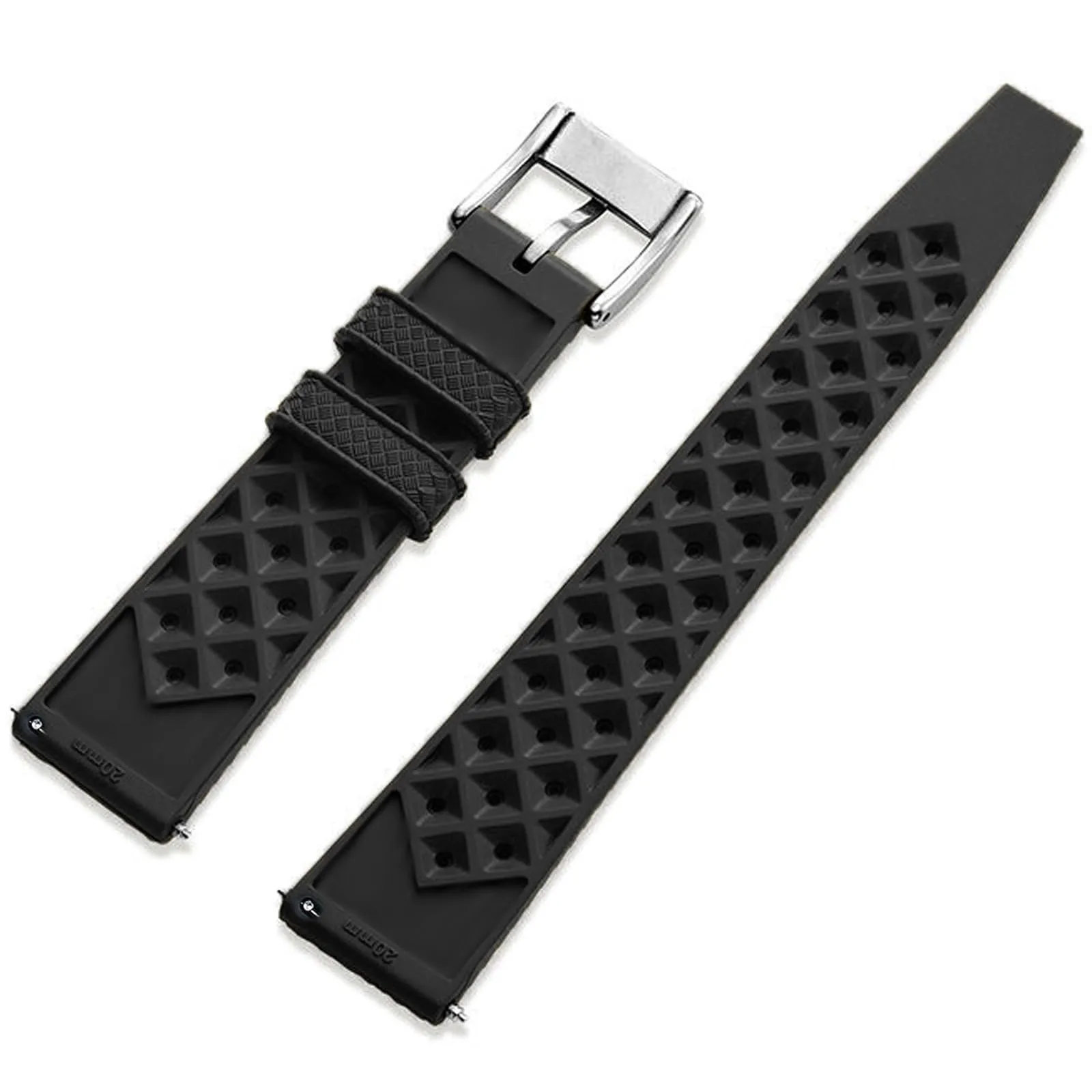Niziruoup Cinturino Orologio Gomma Fluorurata FKM 20mm Tropical Style Sgancio Rapido Nero - immagine 2