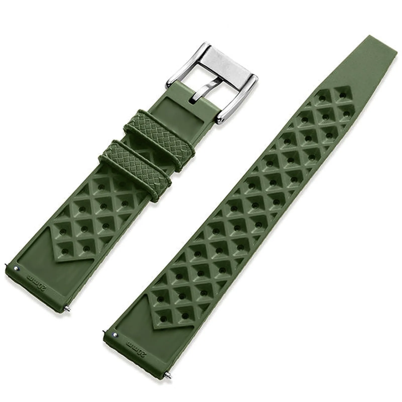 Niziruoup Cinturino Orologio Gomma Fluorurata FKM Tropical Stile Sgancio Rapido 20mm Verde - immagine 2