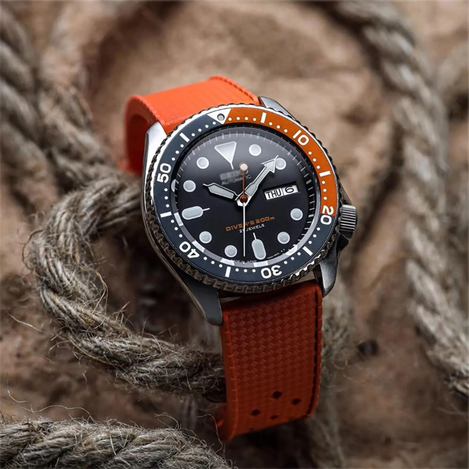 Niziruoup Cinturino Orologio Gomma Fluorurata FKM Tropical Style Sgancio Rapido 22mm Arancia - immagine 5