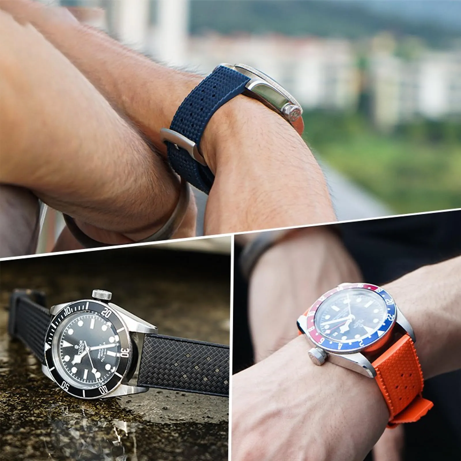 Niziruoup Cinturino Orologio Gomma Fluorurata FKM Tropical Style Sgancio Rapido 22mm Arancia - immagine 7