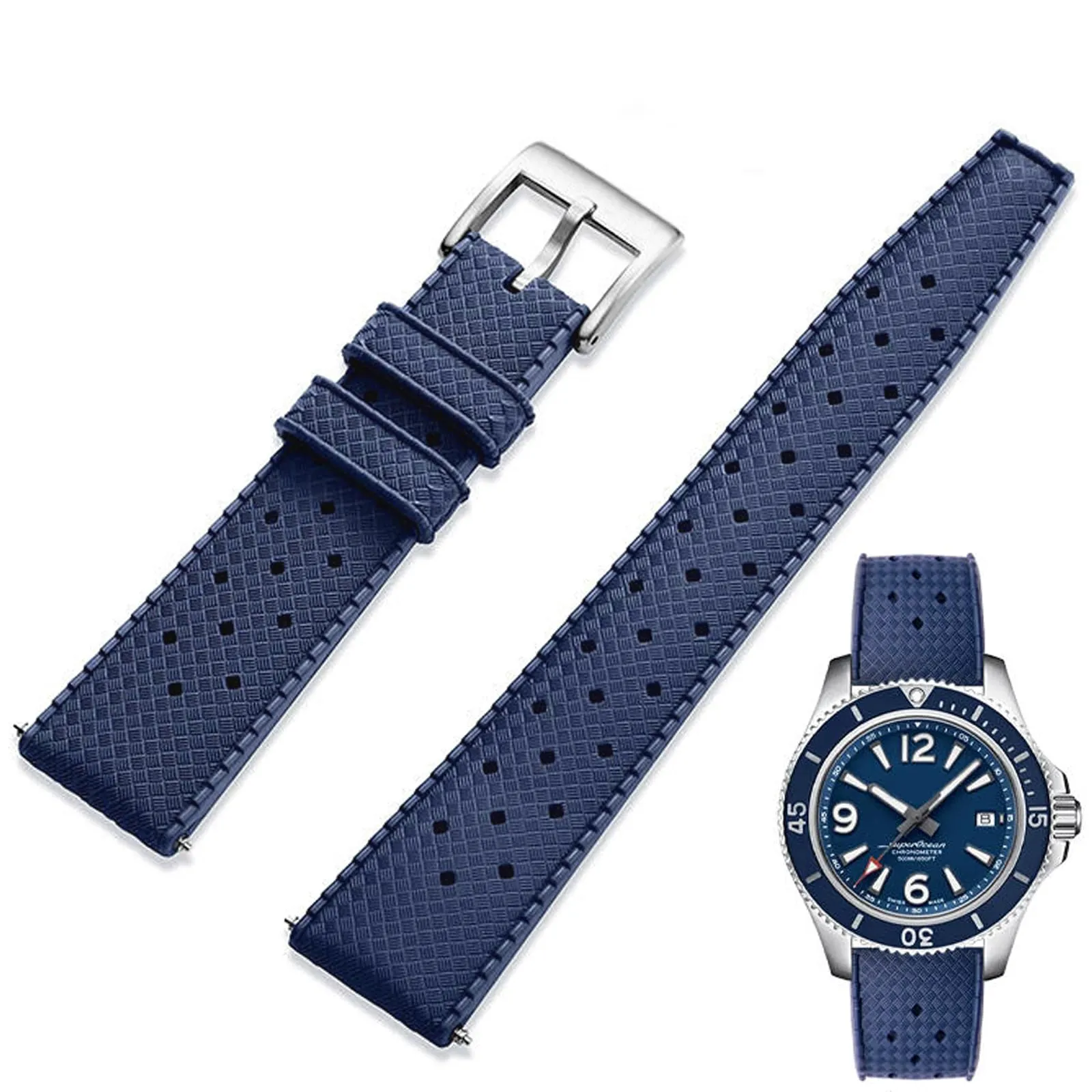Niziruoup Cinturino Orologio Gomma Fluorurata FKM 20mm Tropical Stile Sgancio Rapido Blu - immagine 1