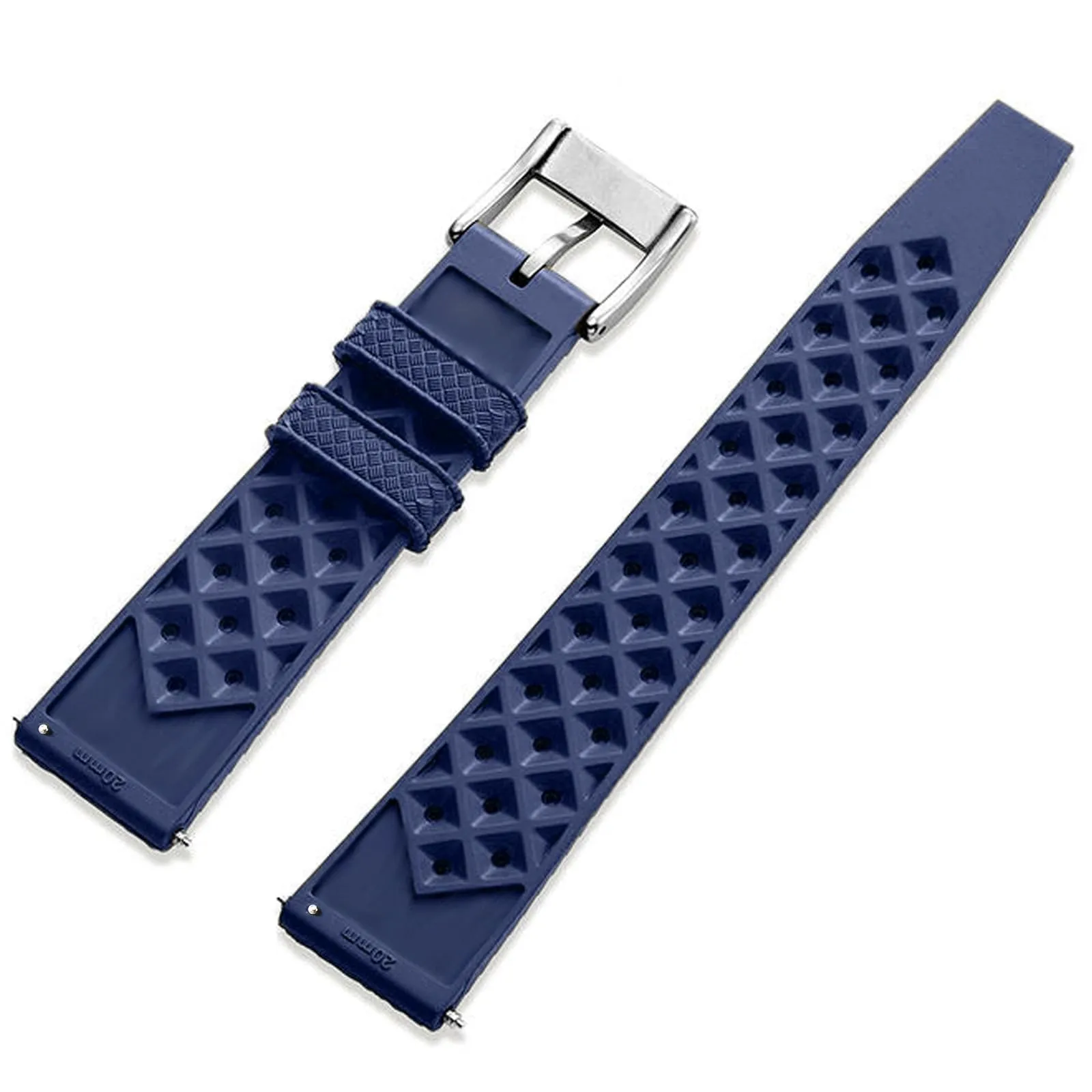 Niziruoup Cinturino Orologio Gomma FKM 22mm Tropical Style Sgancio Rapido Blu Scuro - immagine 2