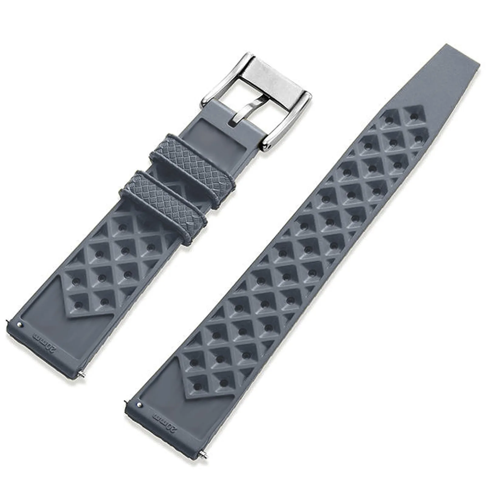 Niziruoup Cinturino Orologio Gomma Fluorurata FKM Tropical Stile Sgancio Rapido 20mm Grigio - immagine 2