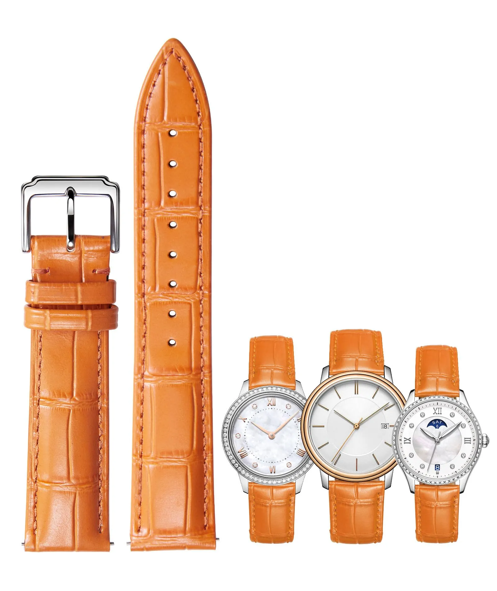 BINLUN Cinturino Orologio in Pelle a Sgancio Rapido, 15mm, Arancio - immagine 1