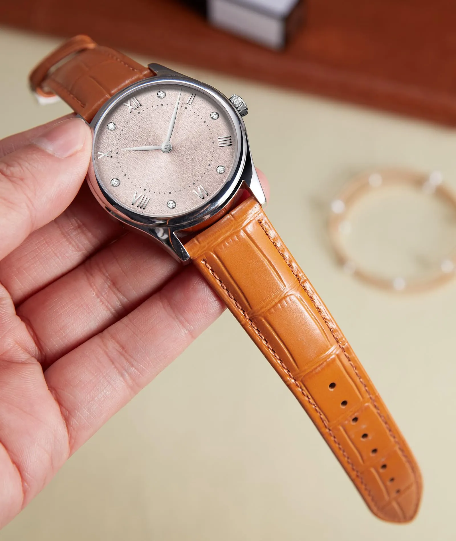 BINLUN Cinturino Orologio in Pelle a Sgancio Rapido (22mm, Arancio) - immagine 3