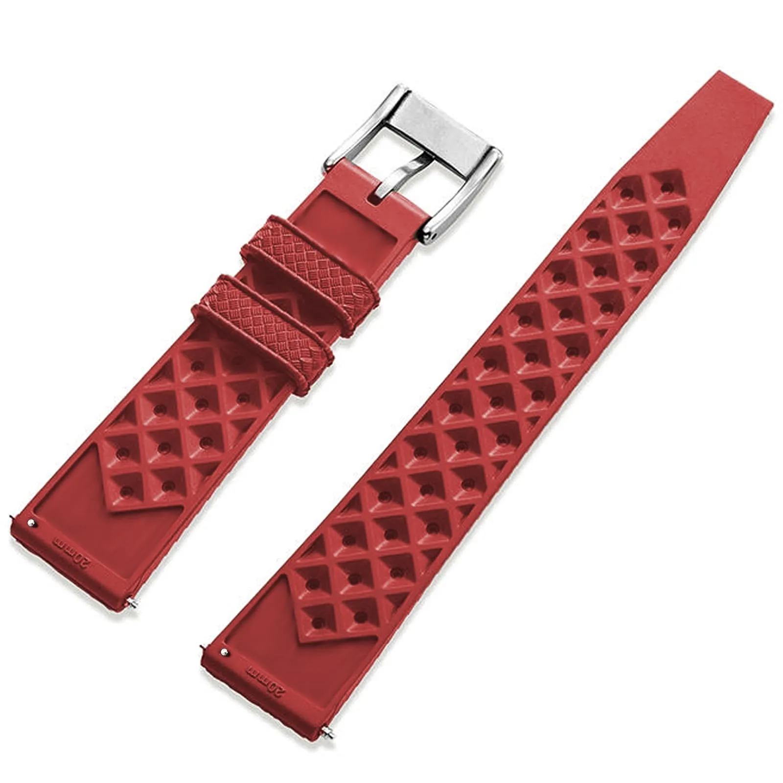 Niziruoup Cinturino Orologio Gomma Fluorurata FKM Tropical Style Sgancio Rapido 20mm Rosso - immagine 2