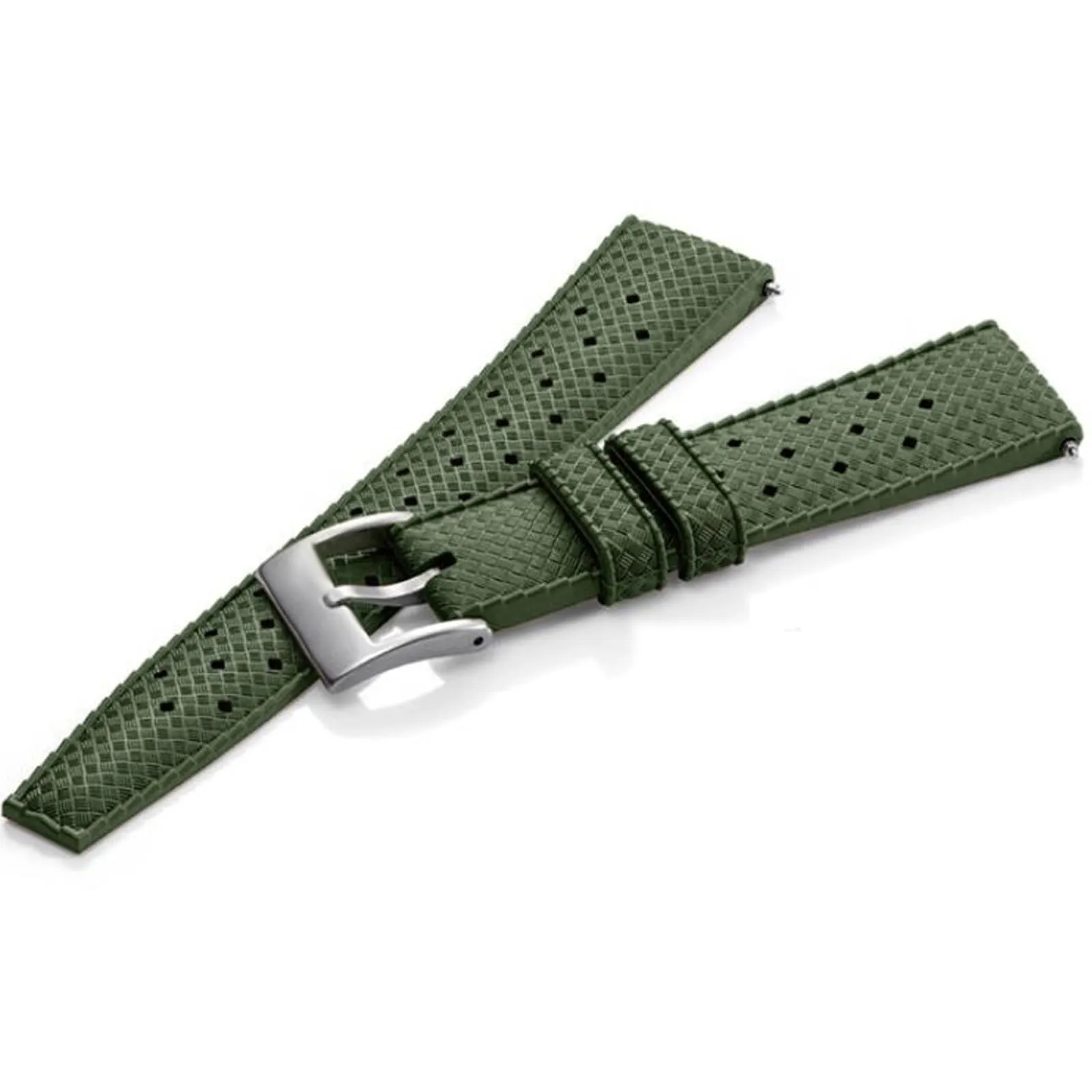 Niziruoup Cinturino Orologio in Gomma Fluorurata FKM Stile Tropicale Sgancio Rapido 18mm 20mm 22mm Verde - immagine 8
