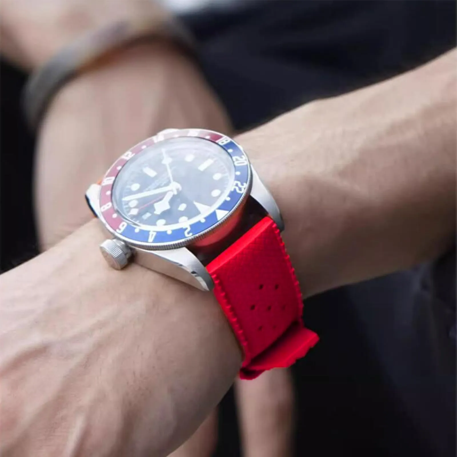 Niziruoup Cinturino Orologio Gomma Fluorurata FKM Tropical Style Sgancio Rapido 22mm Rosso - immagine 4