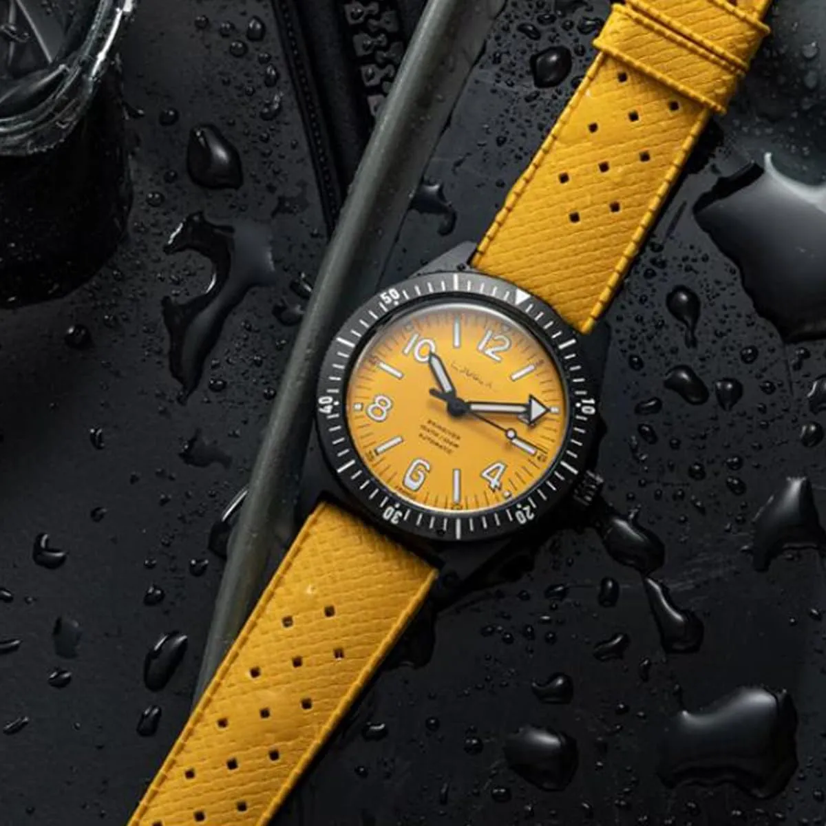 Niziruoup Cinturino Orologio in Gomma FKM Tropicale Sgancio Rapido 21mm Giallo - immagine 5