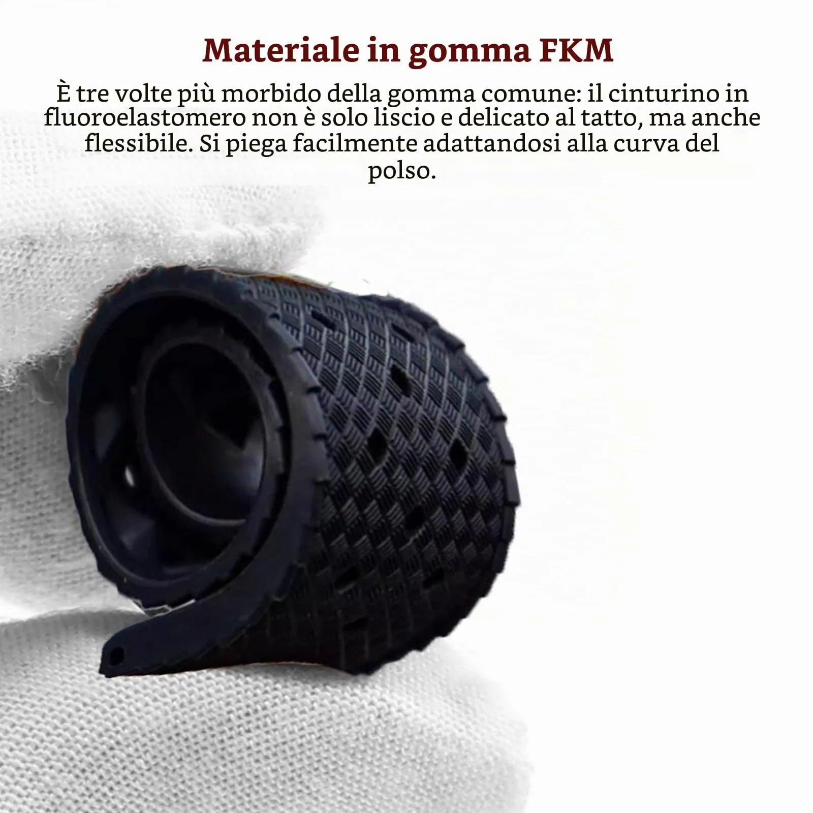 Niziruoup Cinturino Orologio in Gomma FKM Tropicale 19mm Sgancio Rapido Nero - immagine 3