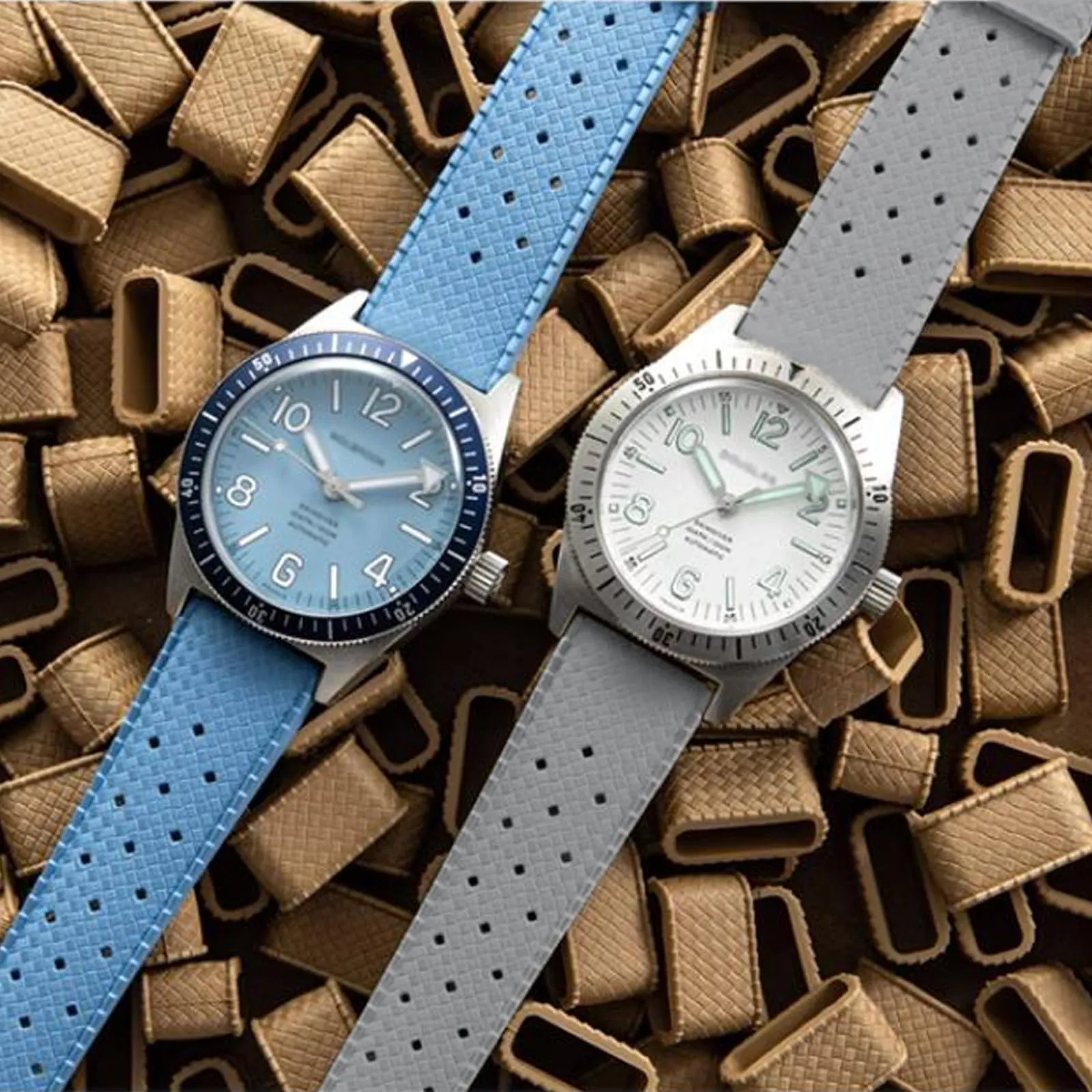 Niziruoup Cinturino Orologio in Gomma FKM Tropicale Sgancio Rapido 21mm Azzurro - immagine 3