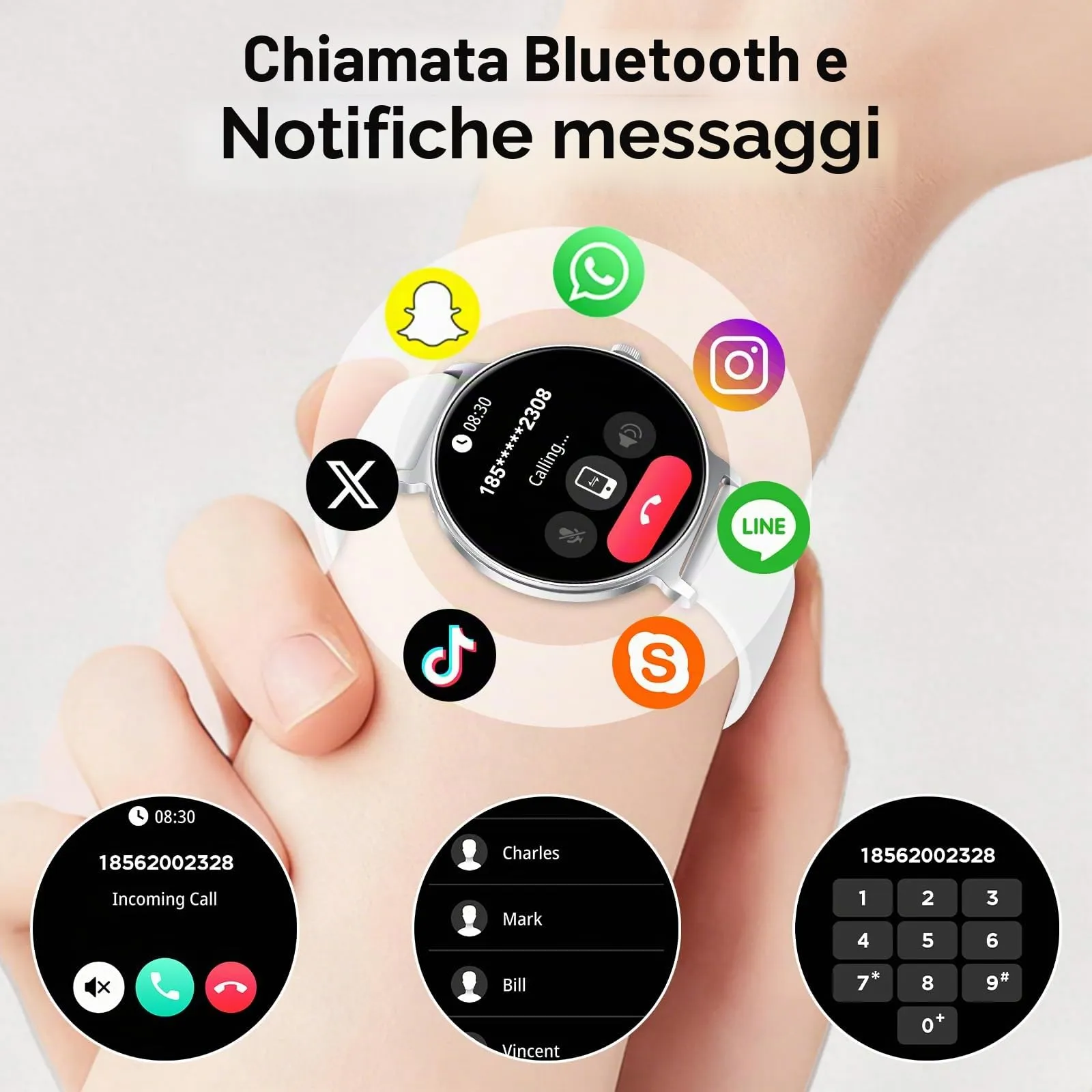 taopodo Orologio Intelligente da Donna, 1,27'' AMOLED Touchscreen, IP68 Impermeabile, Oro Chiaro - immagine 3