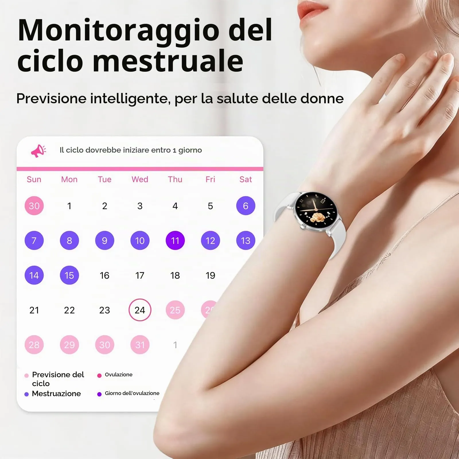 taopodo Orologio Intelligente da Donna, 1,27'' AMOLED Touchscreen, IP68 Impermeabile, Oro Chiaro - immagine 6