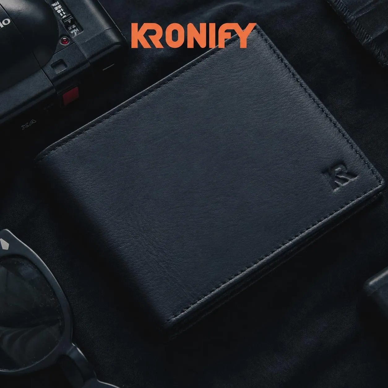 KRONIFY Portafoglio da uomo in vera pelle, protezione RFID, formato orizzontale, Nero - immagine 7