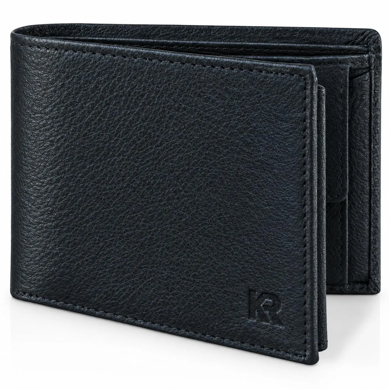 KRONIFY Portafoglio da uomo in vera pelle con protezione RFID, formato orizzontale, 13 scomparti per carte, Onice nero - immagine 1