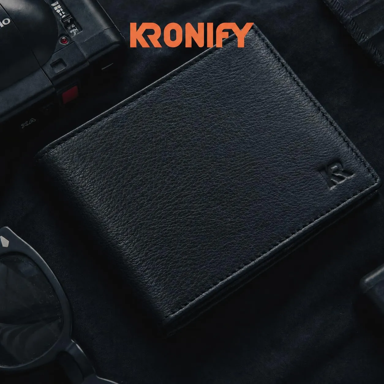 KRONIFY Portafoglio da uomo in vera pelle con protezione RFID, formato orizzontale, 13 scomparti per carte, Onice nero - immagine 7