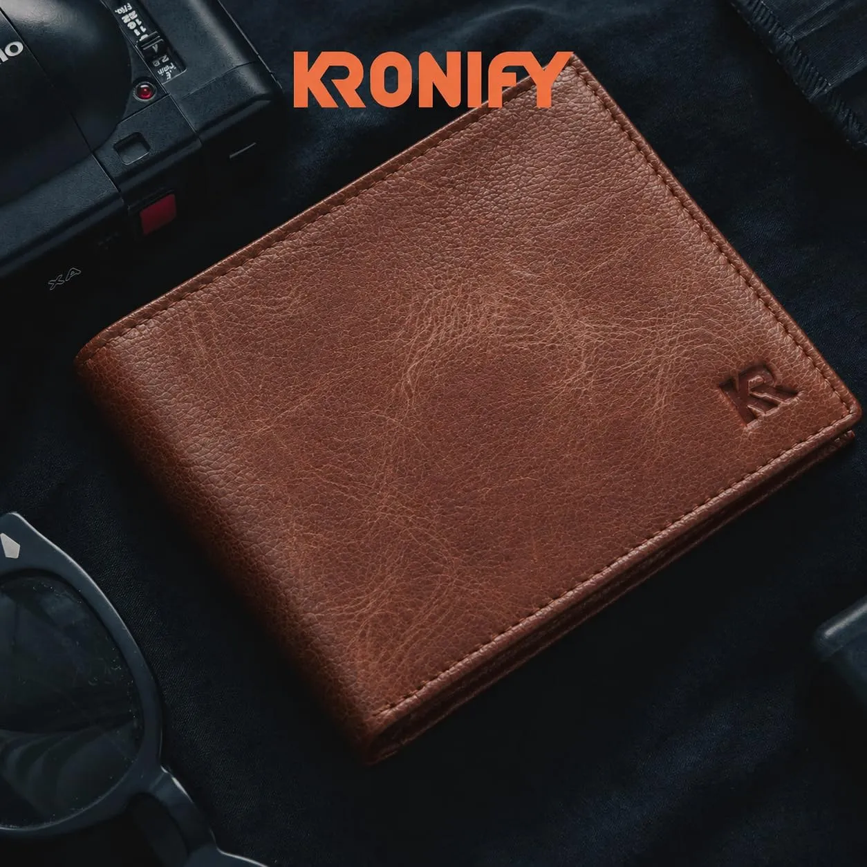 KRONIFY Portafoglio da uomo in vera pelle Crazy Vinkat, Protezione RFID, 13 scomparti per carte, formato orizzontale - immagine 7