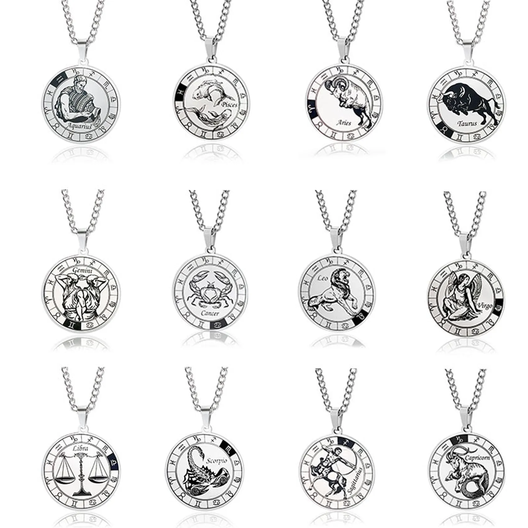 Caimeytie Set Collana e Bracciale con Segno Zodiacale e Costellazione in Acciaio Inox per Uomo - immagine 6