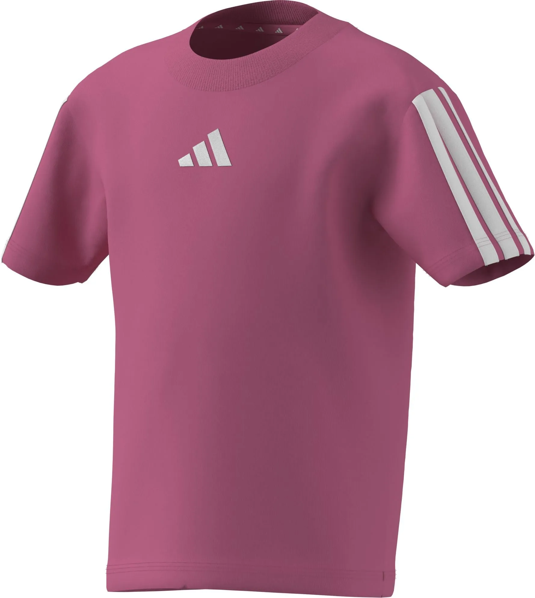 adidas Essentials 3 Stripes Sleeve T-Shirt, Pink Fusion/White, 5-6 Years - immagine 2