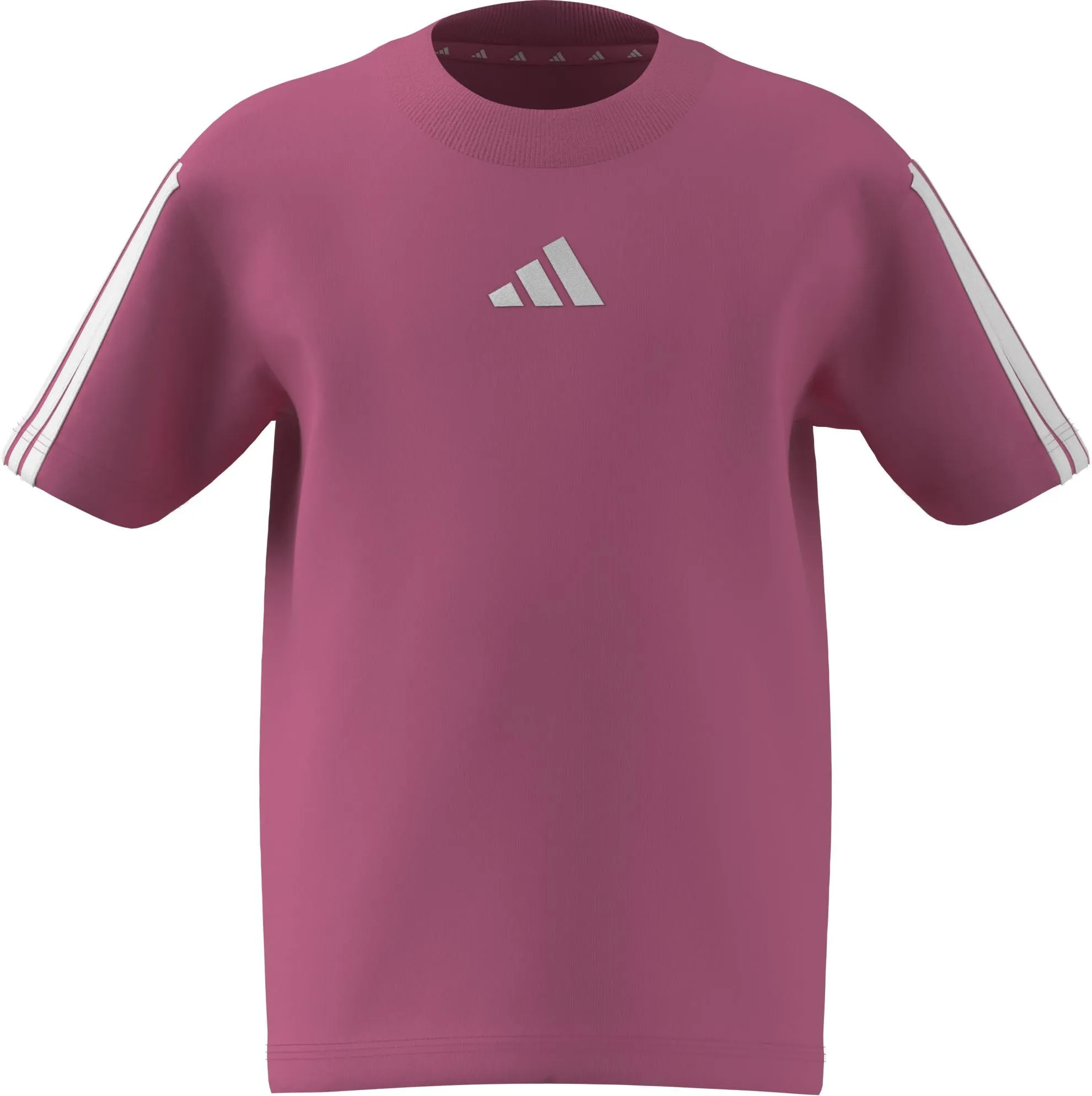 adidas Essentials 3 Stripes Sleeve T-Shirt, Pink Fusion/White, 4-5 Years - immagine 1