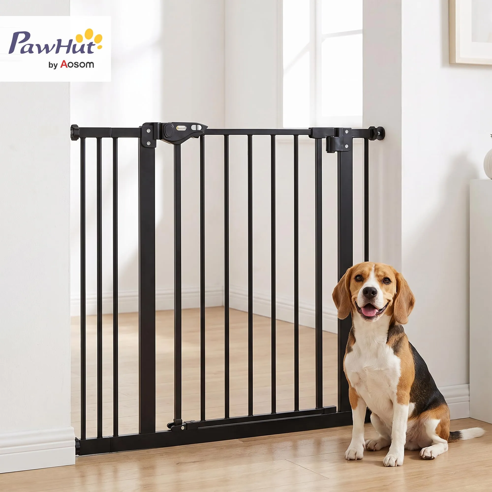 PawHut Cancellino per Cani Larghezza Regolabile 74-87 cm, Nero - immagine 2