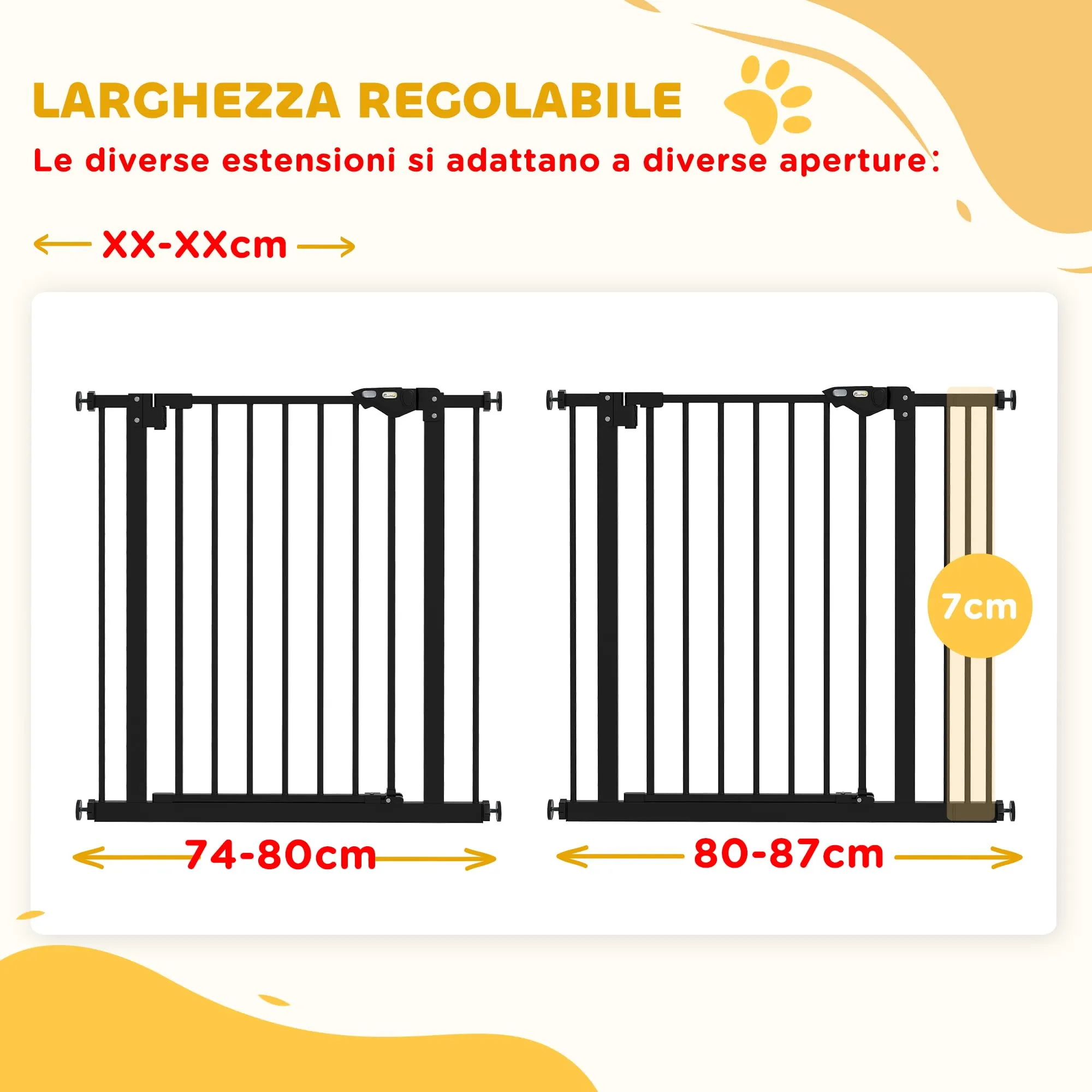 PawHut Cancellino per Cani Larghezza Regolabile 74-87 cm, Nero - immagine 6