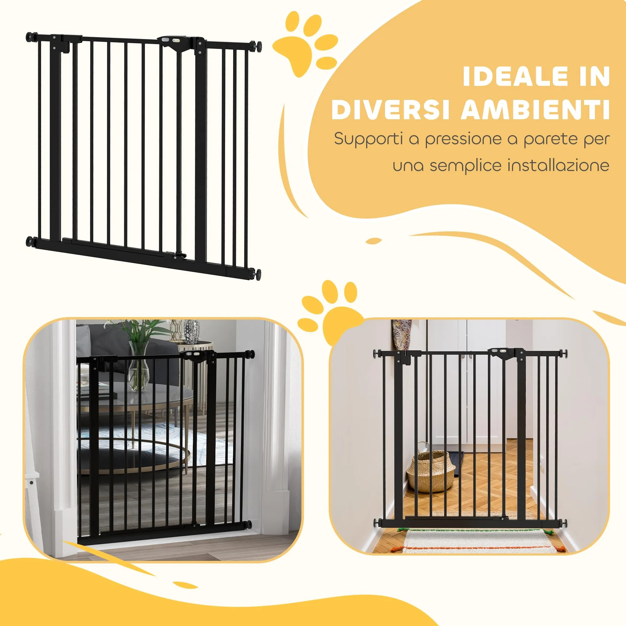 PawHut Cancellino per Cani Larghezza Regolabile 74-87 cm, Nero - immagine 7