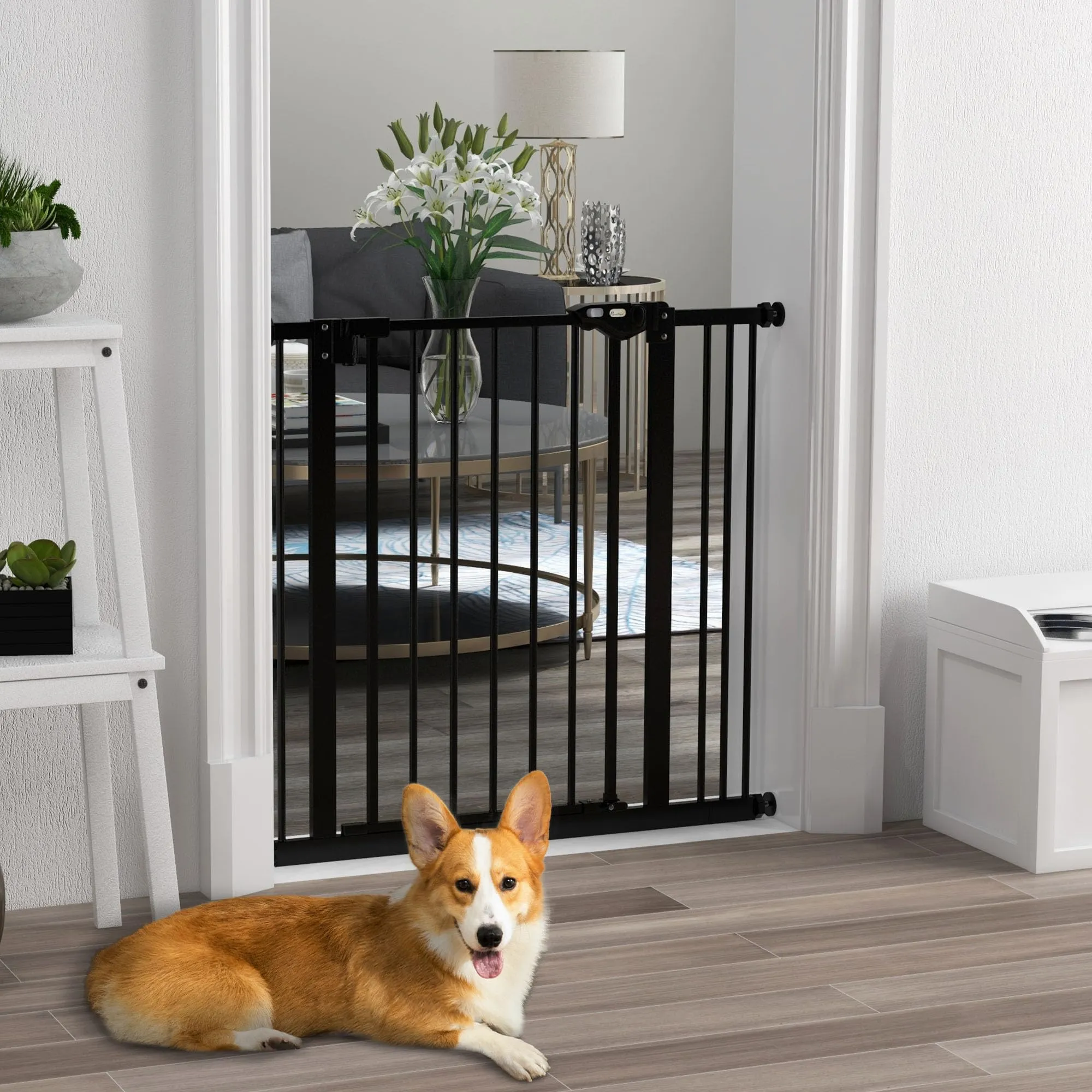 PawHut Cancellino per Cani Larghezza Regolabile 74-87 cm, Nero - immagine 8