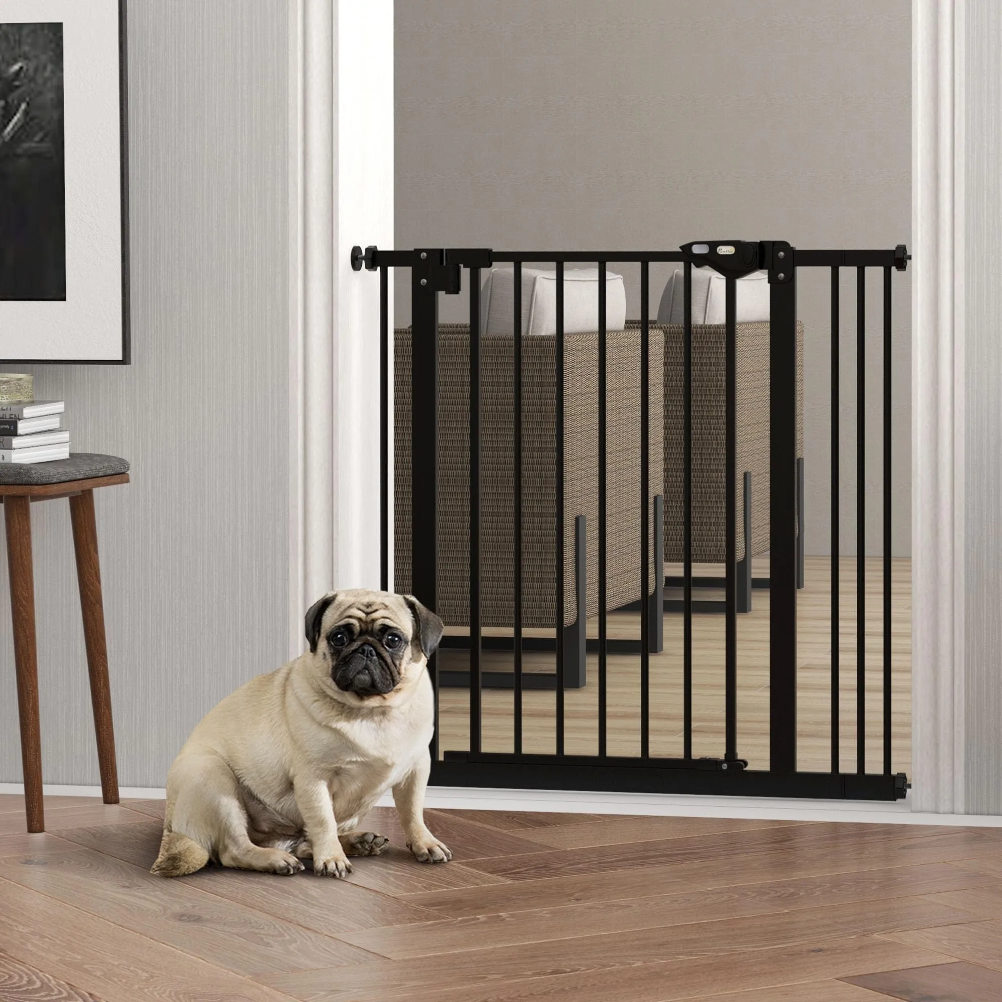 PawHut Cancellino per Cani Larghezza Regolabile 74-87 cm, Nero - immagine 9