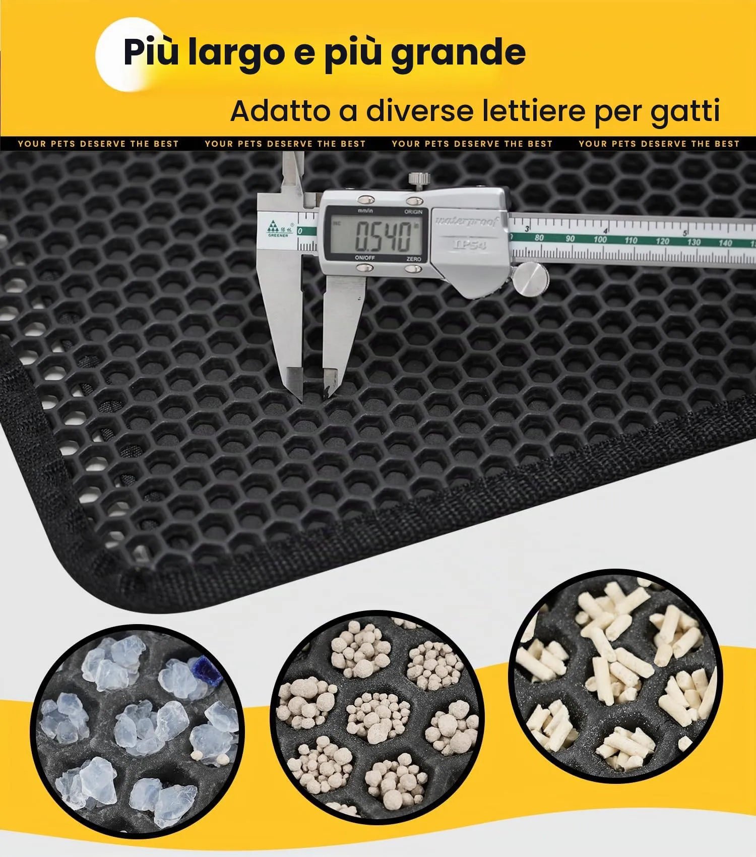 Conlun Tappetino Lettiera Gatto, Doppio Strato, Impermeabile e Antiscivolo, 60x46cm, Nero - immagine 5