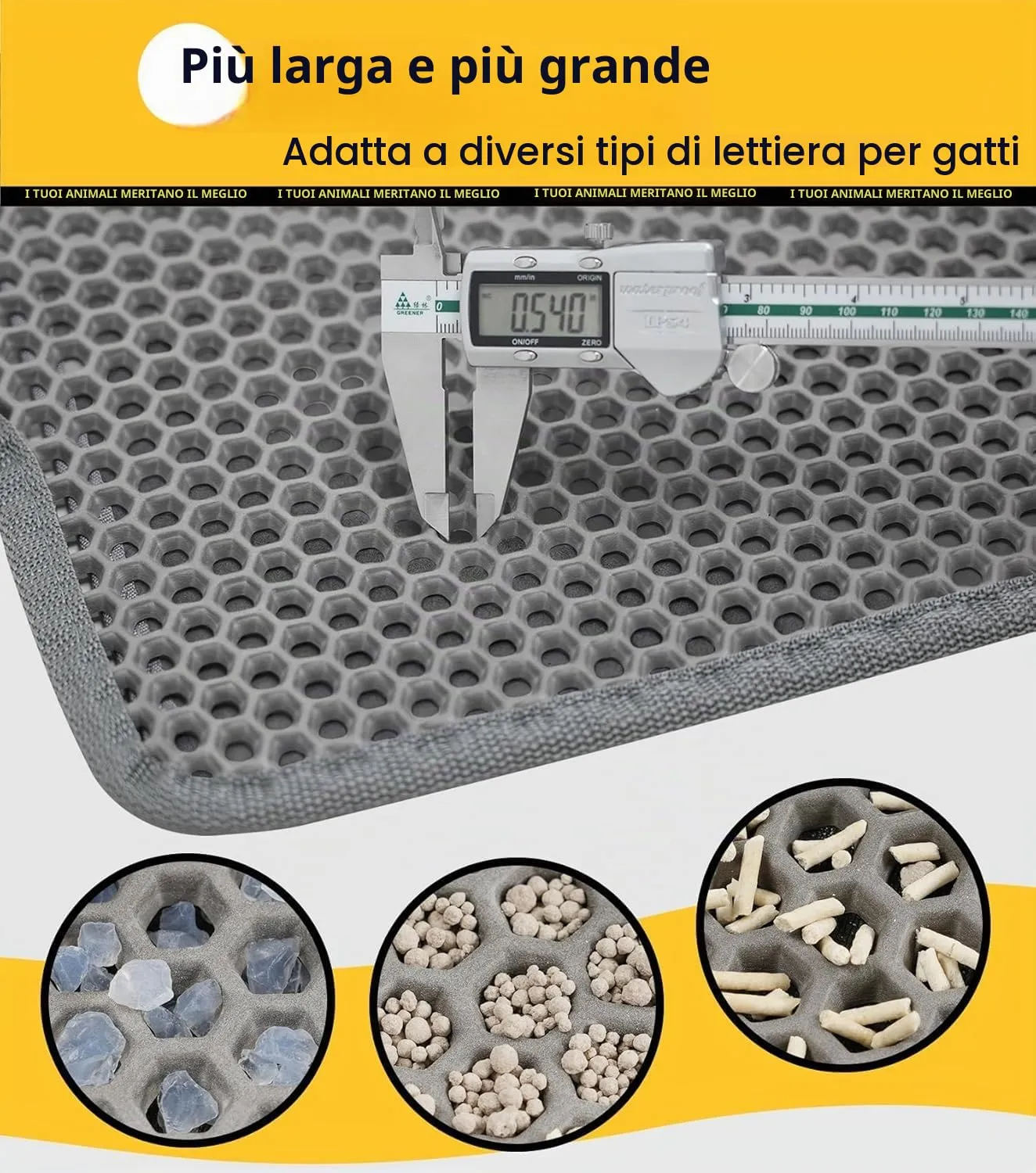 Conlun Tappetino Lettiera Gatto, Doppio Strato, Impermeabile, 60x46cm, Grigio - immagine 5