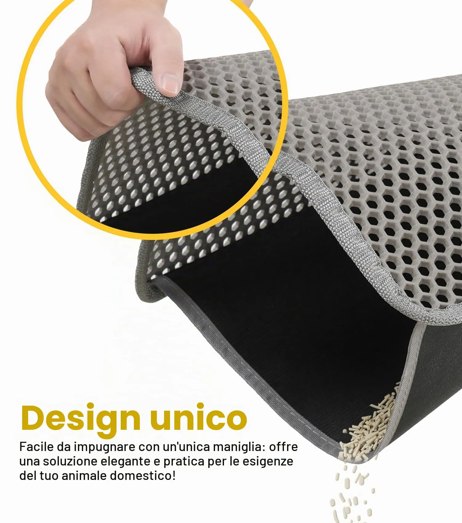 Conlun Tappetino Lettiera Gatto, Doppio Strato, Impermeabile, 60x46cm, Grigio - immagine 6