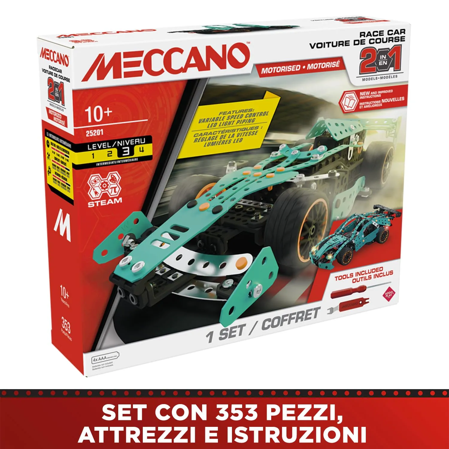 Bandai Meccano Auto da Corsa 2 in 1 Kit di Costruzione Formula 1 APM20108 - immagine 6