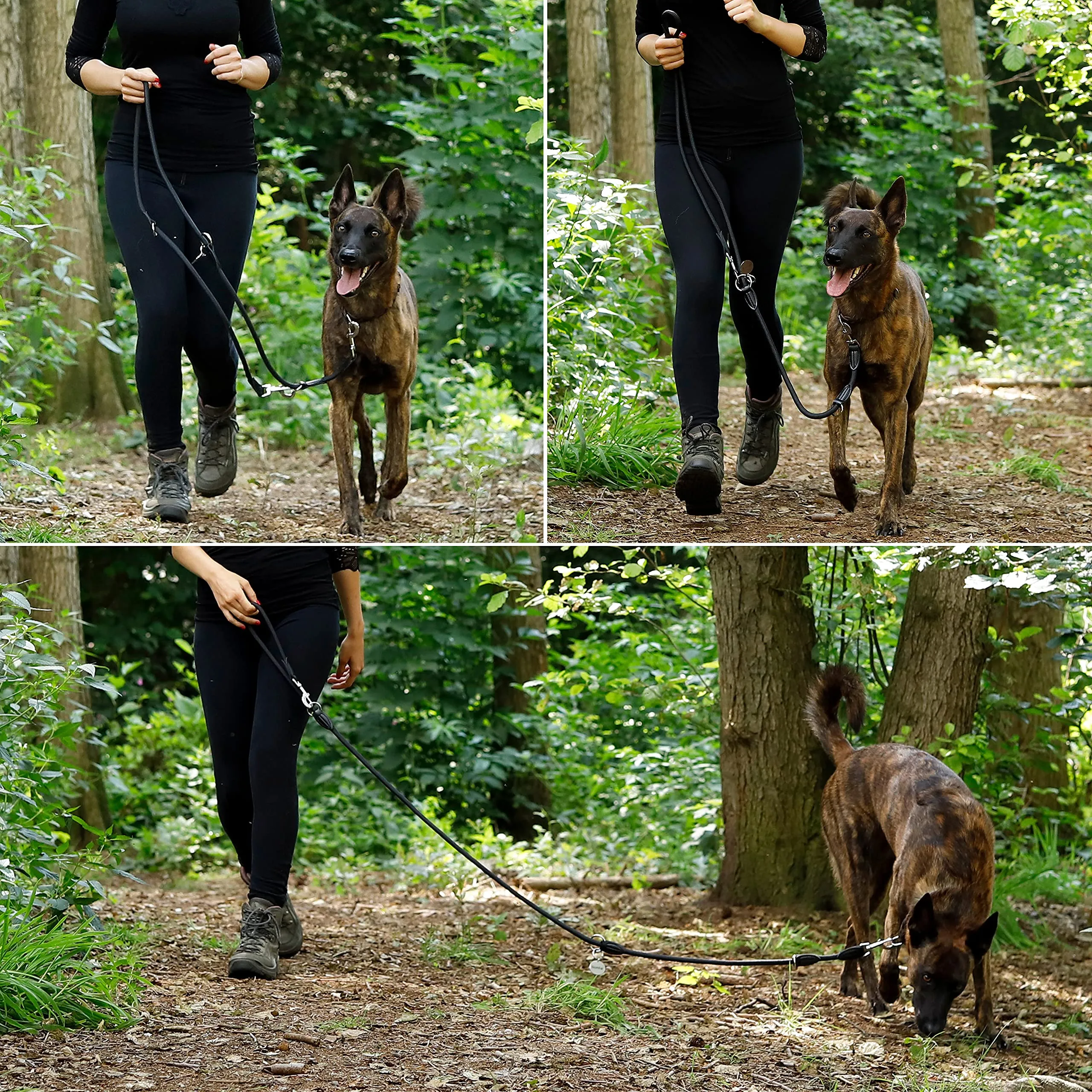 lionto Guinzaglio Cane Regolabile, 200 cm, Multifunzionale, Nero - immagine 2