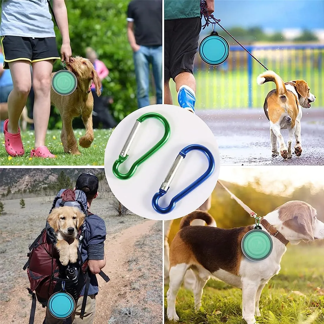 ZOKJSW Ciotole Pieghevoli per Cani e Gatti in Silicone con Coperchio e Moschettone, 2 Pezzi - immagine 5