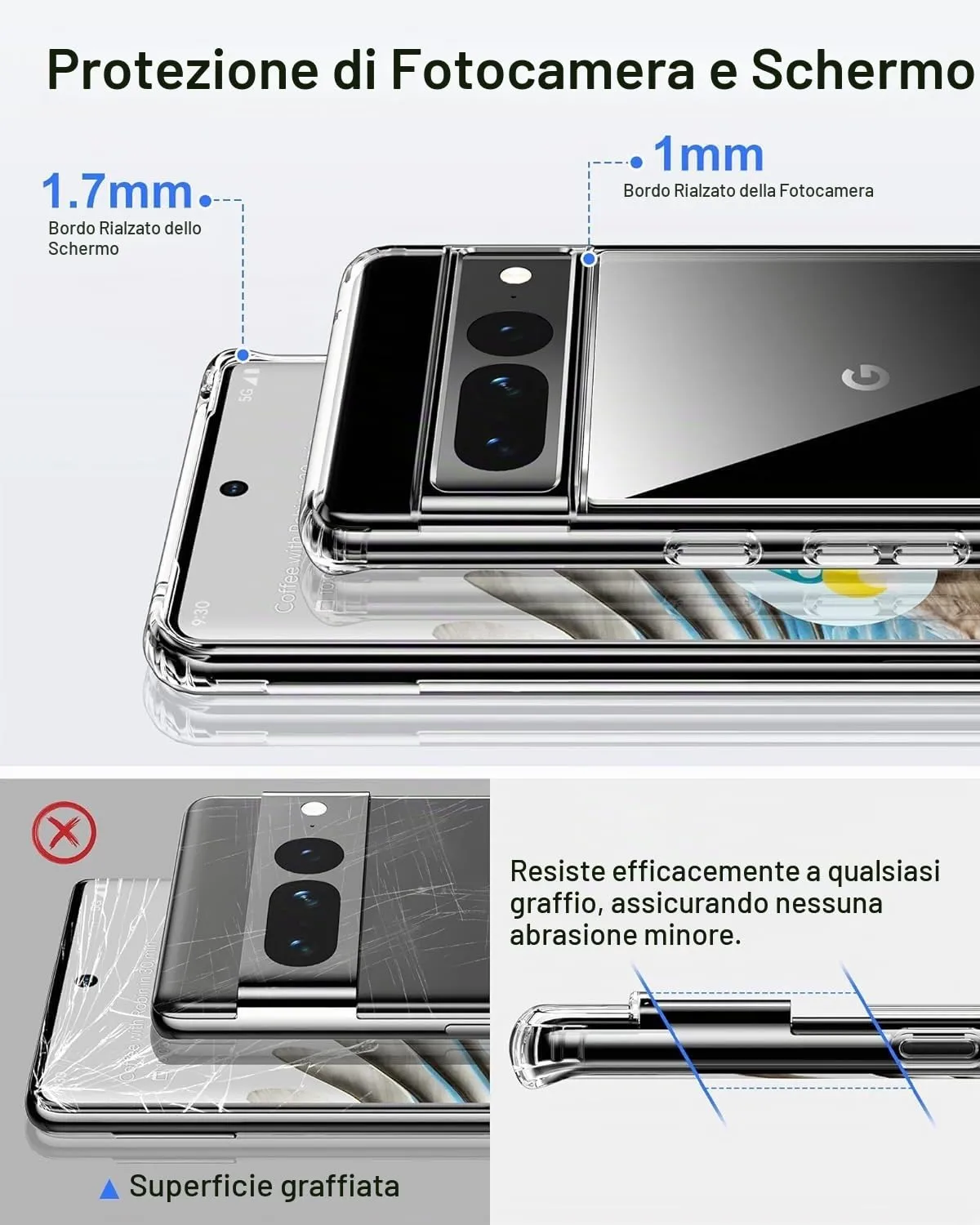 Captor Cover for Google Pixel 7 Pro, Transparent Soft Silicone Case, Anti-Scratch and Anti-Yellowing - immagine 2