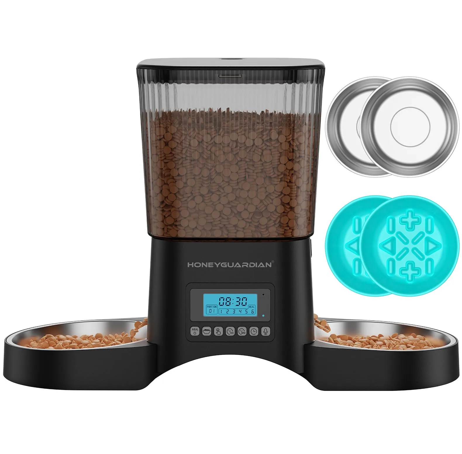 HoneyGuaridan Distributore Automatico Cibo Gatti 3.5L con Timer Programmabile, Nero, A25D - immagine 1