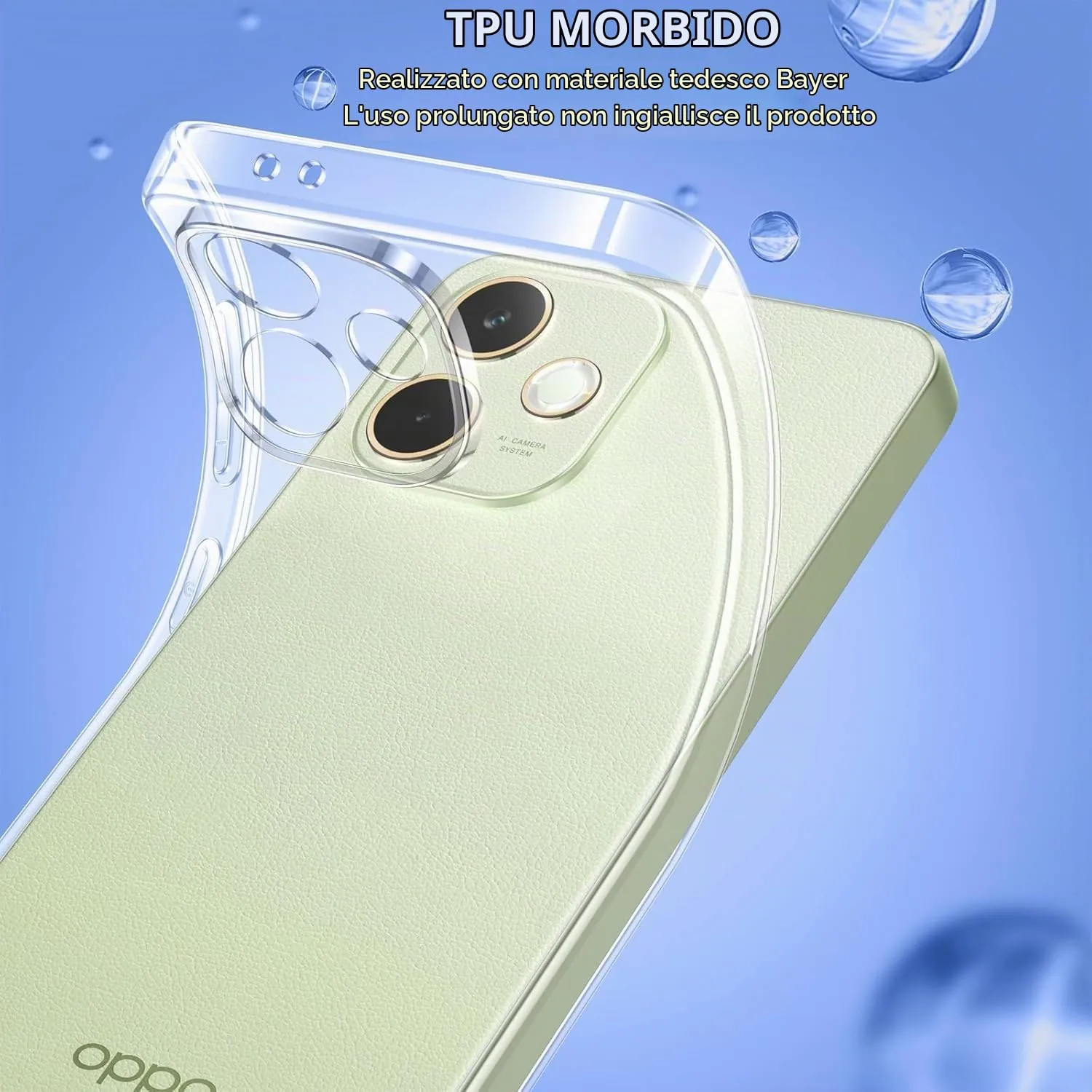 Captor Cover for Oppo A5 Pro 5G, Transparent Soft Silicone Case, Anti-Yellowing - immagine 3