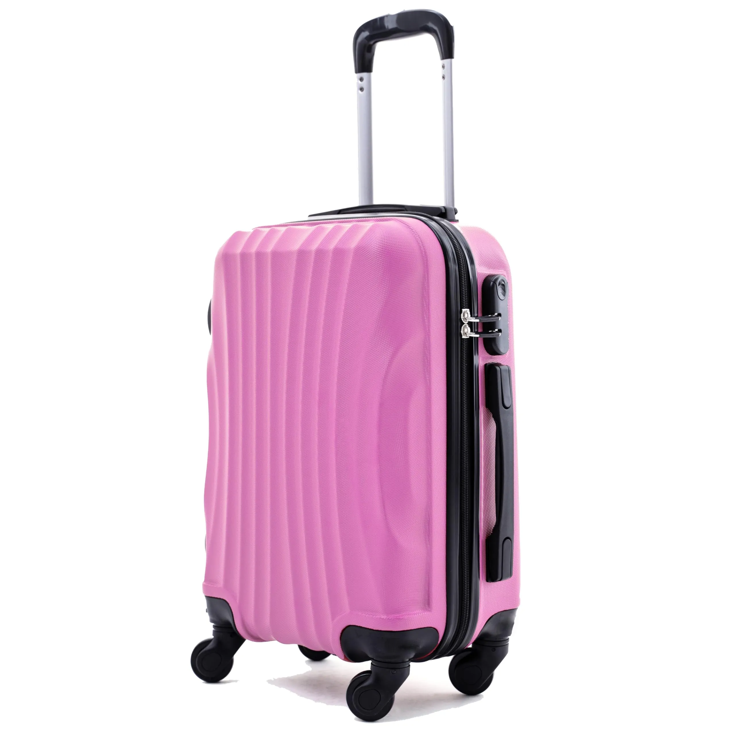 R.Leone Valigia Trolley Bagaglio a Mano 55x40x23 cm ABS 20373AR Rosa Pastello - immagine 1