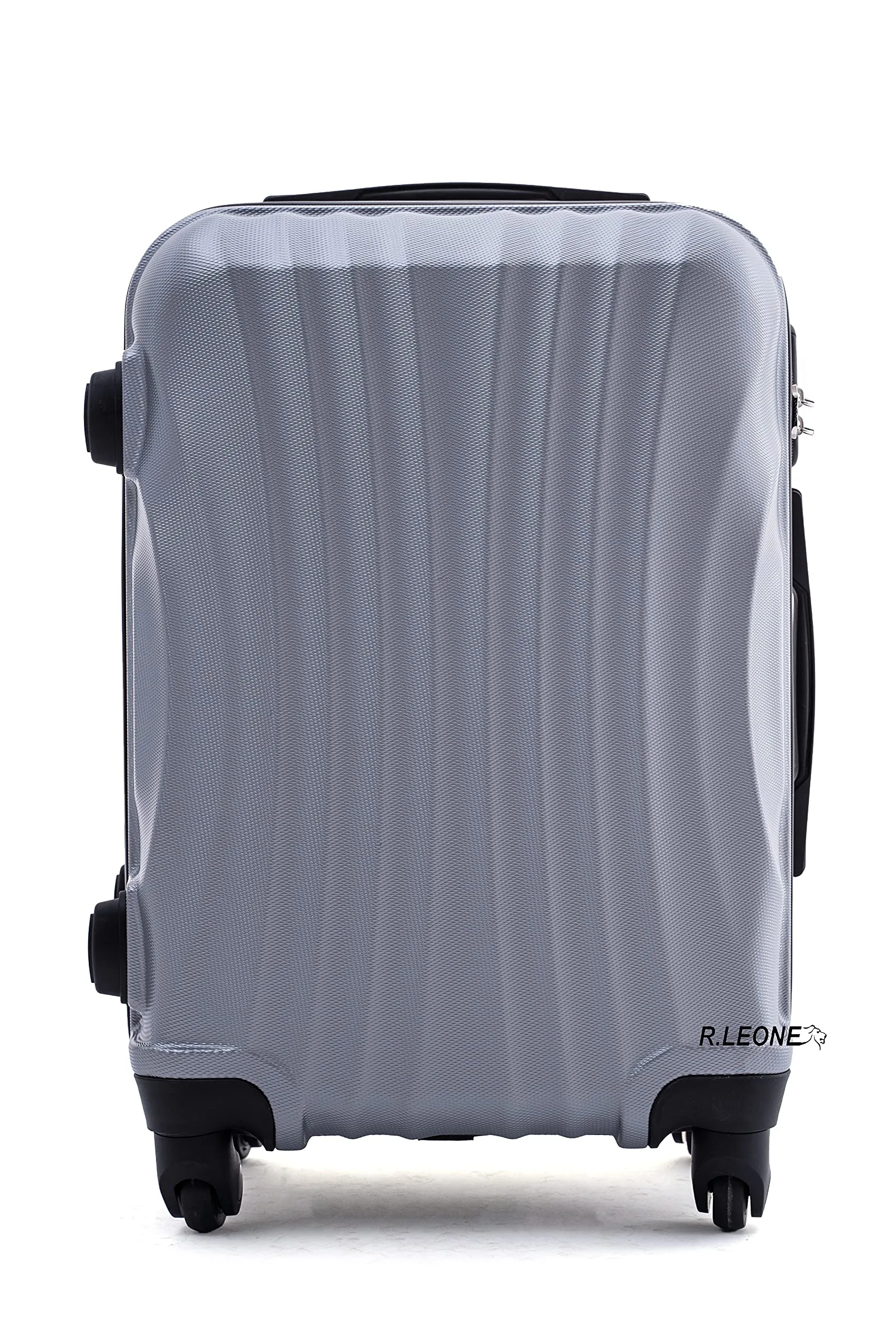 R.Leone Valigia Trolley Bagaglio a Mano 55x40x23 cm 4 Ruote ABS 20373AR Argento - immagine 2