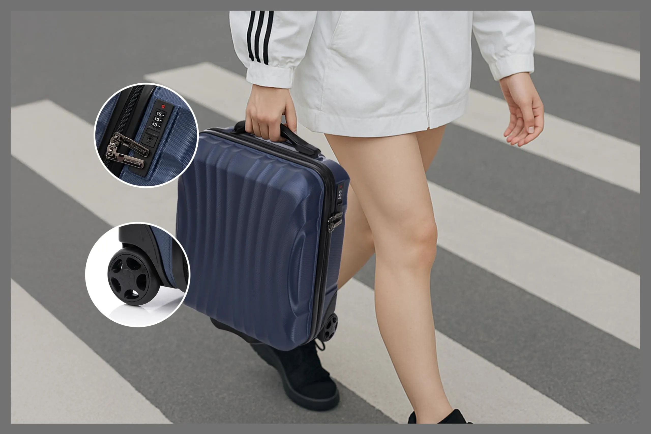 R.Leone Easyjet Trolley Bagaglio a Mano 2 Ruote in ABS 20374ES Giallo 45x36x20 cm - immagine 6