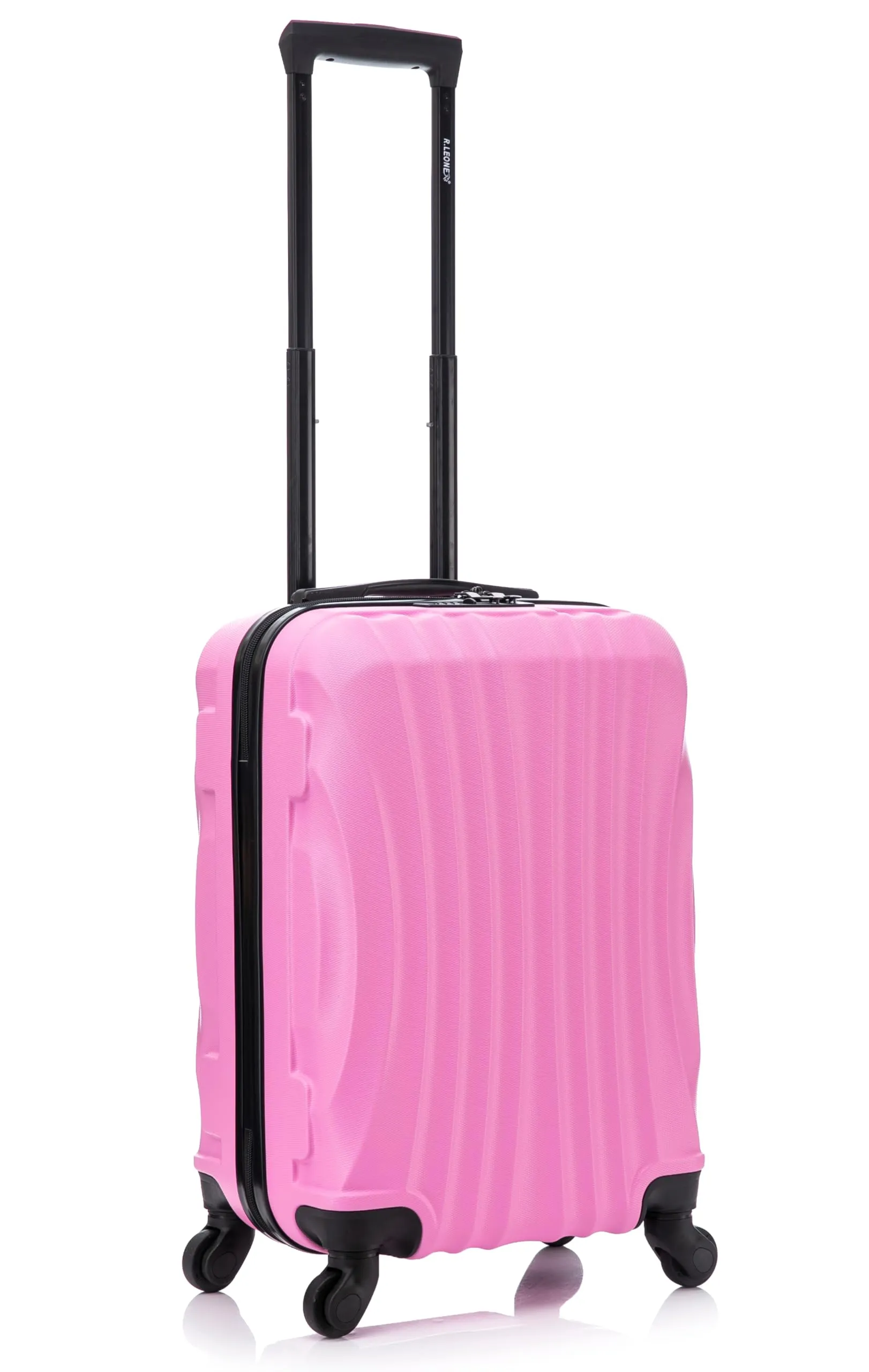R.Leone Trolley Bagaglio a Mano 55x35x25 cm 4 Ruote in ABS 20373FR Rosa Pastello - immagine 1