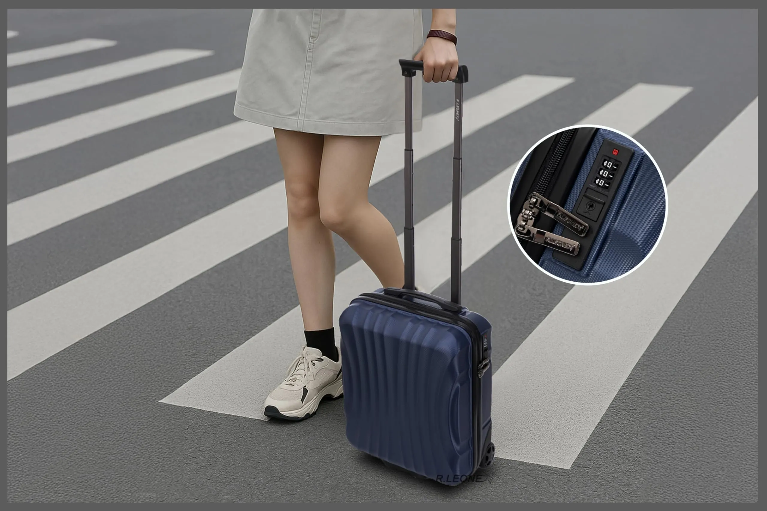 R.Leone Easyjet Trolley Bagaglio a Mano 2 Ruote in ABS 20374ES, Lilla, 45x36x20 cm - immagine 7